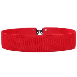 Syuer Womens Vintage Wide Elastic Stretch Waist Belt Retro Cinch Belt (S-M (65-80cm), Red)