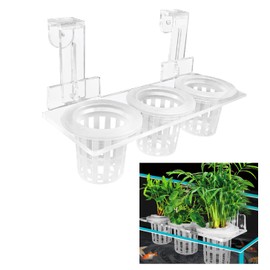 Upgrade Acrylic Aquarium Plant Holder Hanging Aquatic Plant Holder,Adjustable Hook Fish Tank Pot for Hanging Cultivation and Aquarium Decor