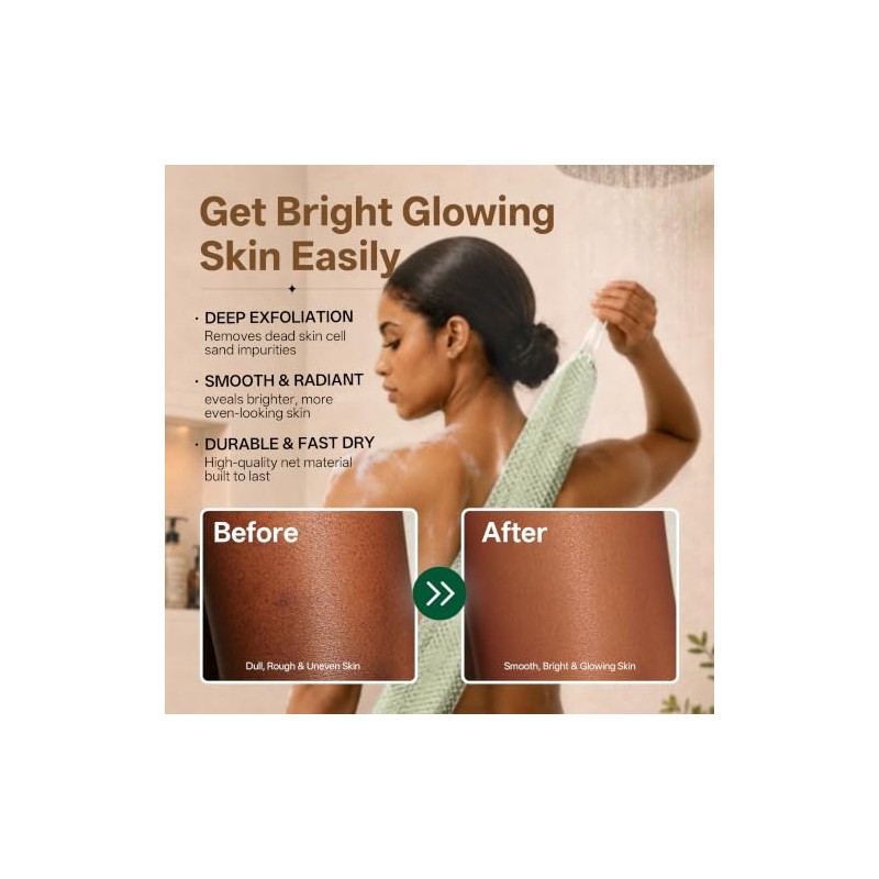 Esponja de red africana para la ducha, 2 esponjas exfoliantes