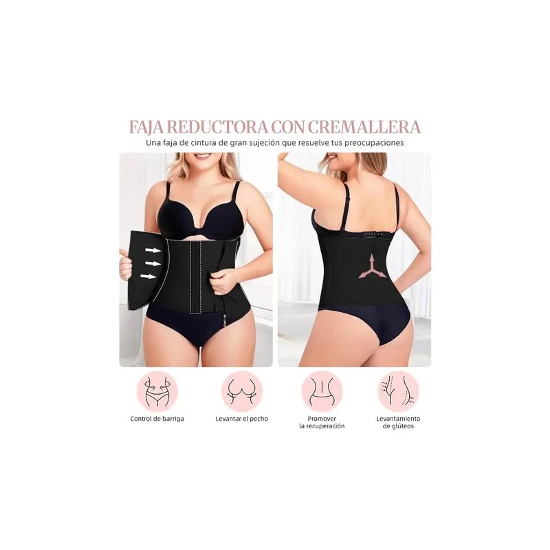 Faja Colombiana Doble Cierre Reloj De Arena Cinturilla Látex