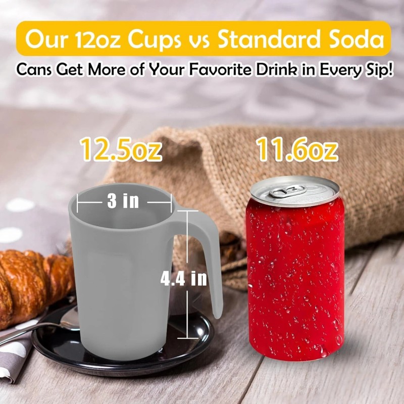 zoeynex Reusable Plastic Coffee Mugs with Handles