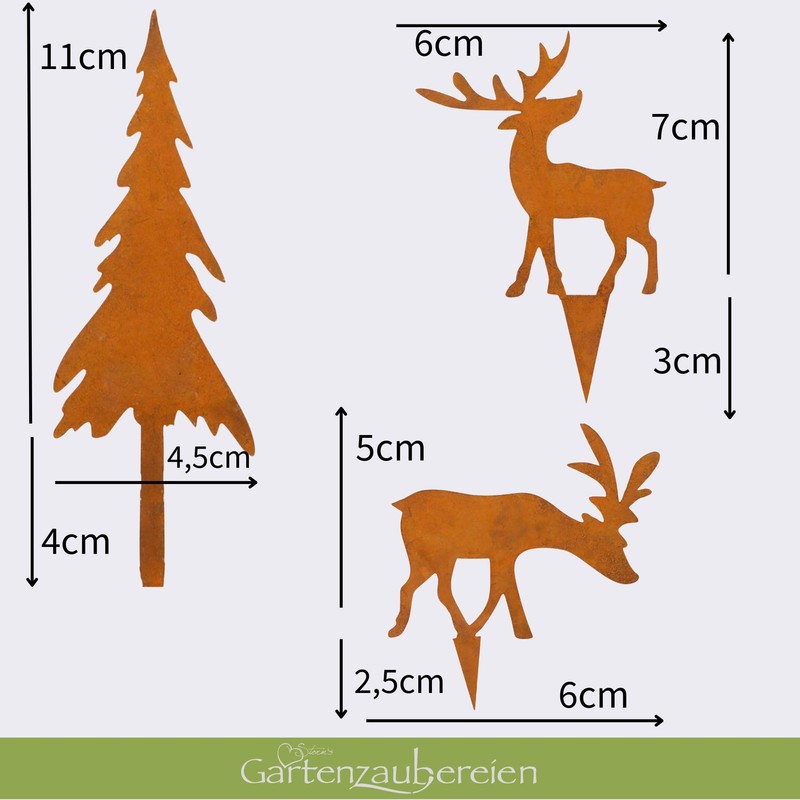Storm's Gartenzaubereien Elk Christmas Decoration Set of 4 with Fir