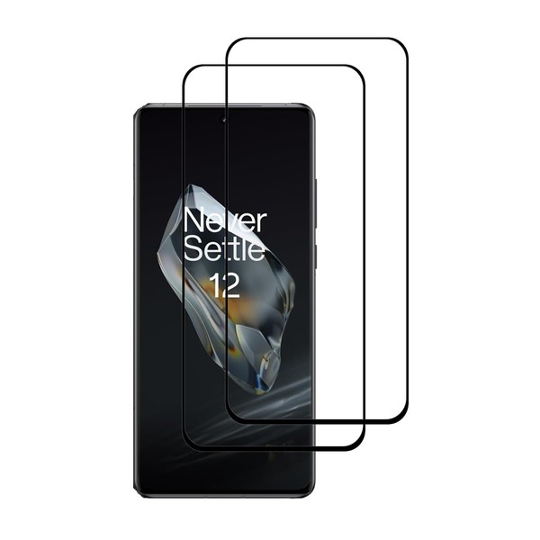 UPONEW 2 Pack for Oneplus 12R Black Tempered Glass Screen