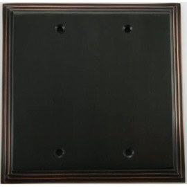 Deco Step Style Oil Rubbed Bronze 2 Gang Blank Wall Plate