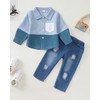NZRVAWS Baby Boy Clothes Toddler Clothing Blue Block Pocket Shirt