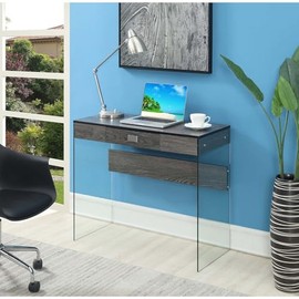 Modern Glass Desk 36 Inch - Home Office Study Writing Desk - Sleek Design & Durable Finish