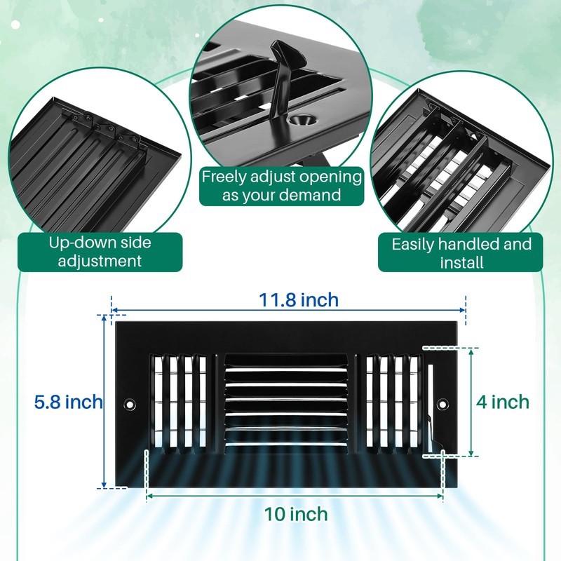 Datanly 6 Pcs Black 10 x 4 Inch Interior Size