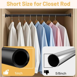 Closet Rod, 30 to 49 inch Adjustable Closet Rods for Hanging Clothes,Closet Rod Extender Closet Organizer,Heavy Duty Closet Bar for Wardrobes and Laundry,Drilling Installation