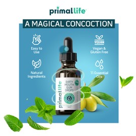 Primal Life Organics Primal Life Organics - Dirty Mouth Gum Serum, Natural Essential Oils, Promotes Good Breath, Gentle Mouthwash, Supports Good Oral Health, Great On Your Gums, Paleo, Organic, Vegan, Gluten-Free (0.5 oz)