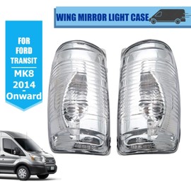 TOTMOX Espejo retrovisor lateral de la lámpara intermitente de la carcasa de la lente transparente, espejo retrovisor retrovisor, cubierta de la lámpara indicadora, compatible con Ford Transit MK8, izquierda y derecha