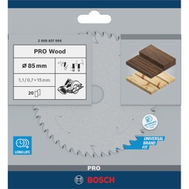 Bosch - Hoja de sierra circular profesional estándar para madera (madera, 85 x 15 x 1,1 mm, 20 dientes, accesorio de sierra circular inalámbrica)