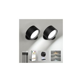 Rechargeable LED Wall Mounted Lights with Remote Control - 2 Pack