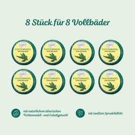 Dresdner Essenz Bubble Bath Spruce Needle Mobility Pack of 8 - Fresh Aromatic Bubble Bath with Spruce Needle Oil and Eucalyptus Oil - Relaxing and Healthy Care with Almond Oil - Vegan - 80 g