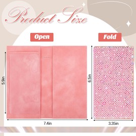 Glitter Pink Pearl Diamond Checkbook Cover for Personal Checkbook with Duplicate Checks Bling Sparkly Rfid Blocking PU Leather Register Wallet with Divider Women Wedding Party Bride Pearl Evening Bag