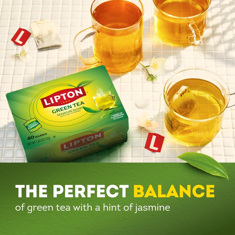 Lipton Signature Blend Green Tea Bags, Unsweetened Teabags for Hot