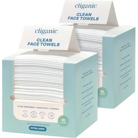 Cliganic Toallitas Faciales Desmaquillantes Xl, Paquete Múltiple(100 Unidades) Desechables, Ultraabsorbentes, Hipoalergénicas Y Suaves. Toallitas Secas Desmaquillantes Para Mimar Tu Rostro. Toallitas