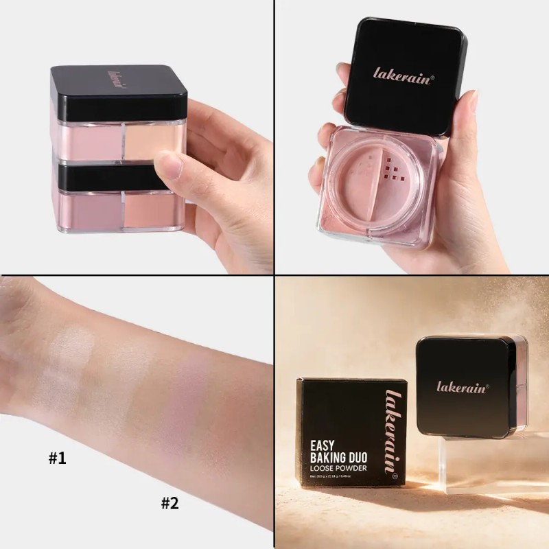 Polvo Suelto Dúo Iluminador Y Corrector, Fijador De Maquilla