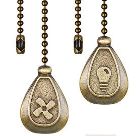 Akahttbn Ceiling Fan Chain Pulls Decorative Ornaments 12 Inches Walnut Bronze Color Pendant Pull Chain Fan Pulls Extension For Ceiling Light Lamp Fan Chain(Copper Pull Chain) 2 Pcs
