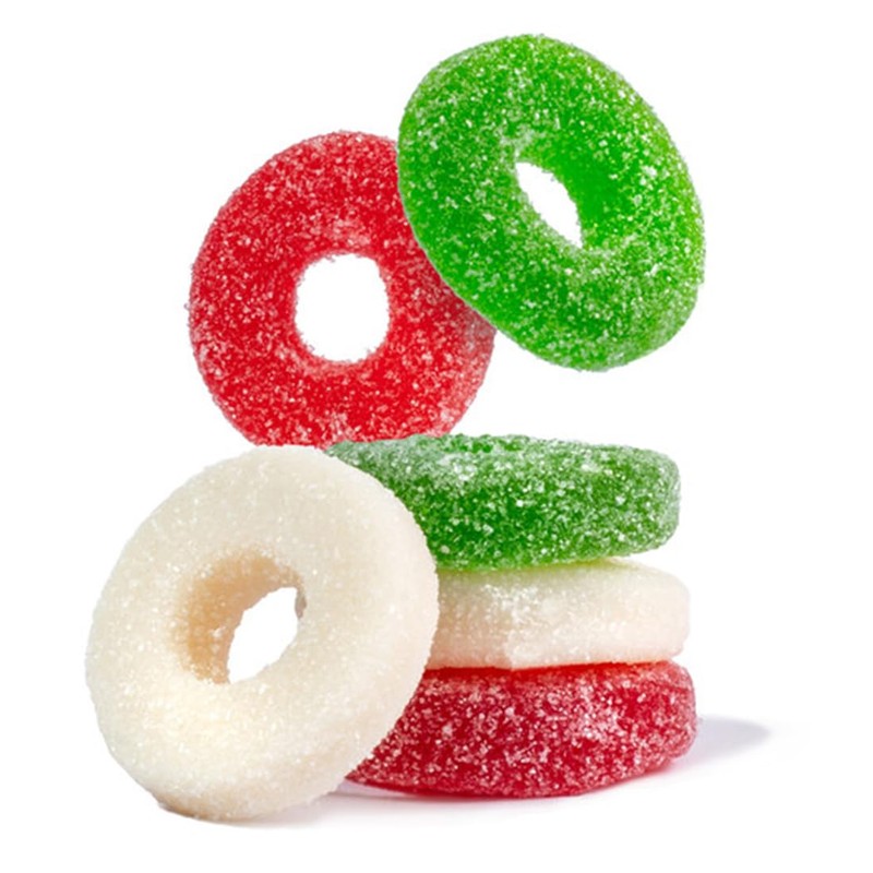 SweetGourmet Gummy Christmas Wreath Candy, 1 Pound Bag, Cherry, Strawberry-Banana
