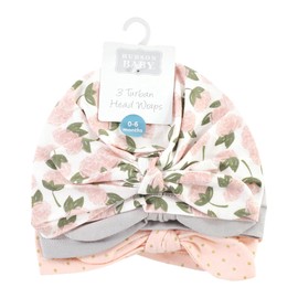 Hudson Baby Hudson Baby Baby Girls Turban Cotton Headwraps, Pink Peony, One Size