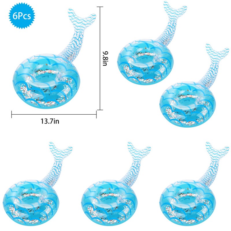 6 Pack Inflatable Mermaid Drink Holder, LIYDE Drink Floaties Floating