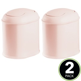 mDesign 2 x Mini Plastic Swing Top Bin - Pack of 2 Light Pink Colour