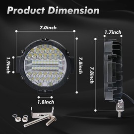 WINBANG 7 Inch Round LED Light Bar, 2PCS 201W Driving Light Bar Fog Lights Combo Beam LED Off Road Lighting for SUV, Truck, ATV, SUV,Hunters