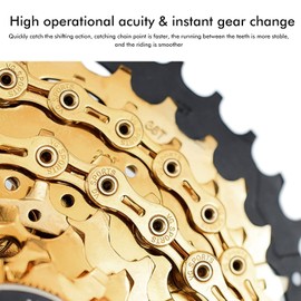 Folanda Half Hollow 10-Speed Chain, 116 Links, 1/2 x 11/128 Inch, Carbon Steel, High Strength, Wear Resistant, Lightweight, Road & Mountain Bicycle Chain, Gold, Quick Installation