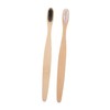 Gatuida 2pcs Natural Bamboo Toothbrushes Flexible Bristles Ergonomic Handle for