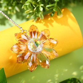 Threehoney 4 Pieces Ceiling Fan Pull Chain Extender Light Pull Chain Pack Light Chain Pulls for Ceiling Fans Extension Chain Pack Crystal Glass Flower Pendants with 22.8 Inch Chain Extender (Gold)