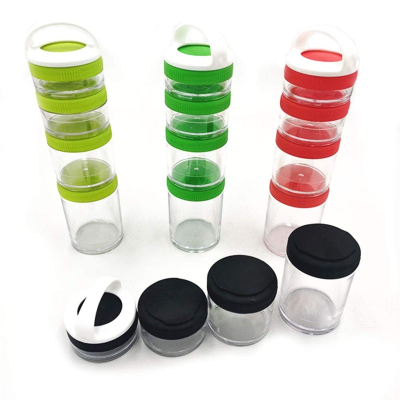 ALEOHALTER Snack Pots 4 Pieces Stackable Storage Jars Portable Lunch