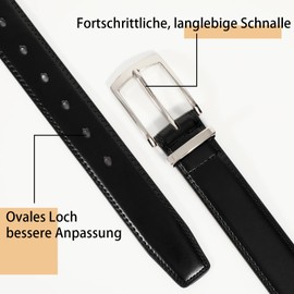 JasGood Men's Leather Belt Classic Leather Belt for Men Jean Business Suit Belt Men's Leather with Pin Buckle 33 mm Wide, A-Black