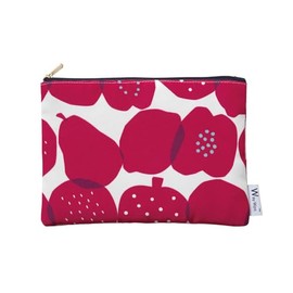Wpc. Patterns W010-089-204 Women's Flat Pouch, Fruit, Red, Makeup Pouch, Travel, Scandinavia, Retro, Stylish, Cute, Women, Commuting to Work or School