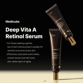 Medicube Deep Reviving Bakuchiol Retinol Facial Serum - Anti-Aging 4th Gen Retinol & Bakuchiol - Targets Fine Lines, Uneven Skin Tone, Blemish Scars - Korean Skin Care, Low Irritant, 1.01 oz