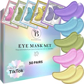 BLOOMORA Variedad Mascarilla Para Debajo De Los Ojos (30 Pares) Parches Debajo De Los Ojos Para Ojeras, Parches Debajo De Los Ojos Para Ojos Hinchados