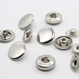 Set of 20 Press Studs, Silver, 15 mm Metal Press Stud for Sewing, Clothing, Wallet, Crafts DIY (Silver)