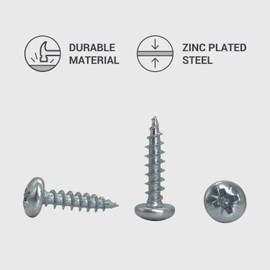 (Pack of 50 pcs) DIN 7981 Zinc Plated Steel 4.5 x 20 mm Wood Screws, Chipboard Screws with Pan Head, Universal Pozi-Drive Screw (50, 4.5 x 20 mm)