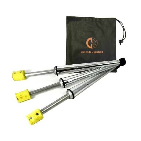 3 x Pulsar Fire Juggling Torches - Cheap Set of Fire Juggling Clubs with Cascade Juggling Bag