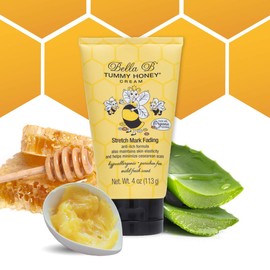 BELLA B NATURALS - Crema de miel para abdomen de 4 onzas, crema Bella B para estras que se decoloran, crema de embarazo para prevenir estras, crema...