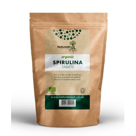 Organic Spirulina Tablets by Natures Root 250g (500 Tablets) - HIGH in Protein & Iron | ANTIOXIDANTS | Nutrient Rich