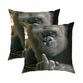 Set of 2 Pack Cushion Covers Soft Short Plush Funny Gorilla Throw Pillow Cover Home Pillow Case Pillowcases for Tent Park Bed Sofa Chair Bedroom Decorative Balcony 40x40cm 16x16inch