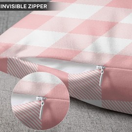 Emvency Set of 2 Throw Pillow Cover Cute Chic Pink Preppy Buffalo Check Plaid Modern Decorative Pillow Case Home Decor Square 20 x 20 Inch Pillowcase