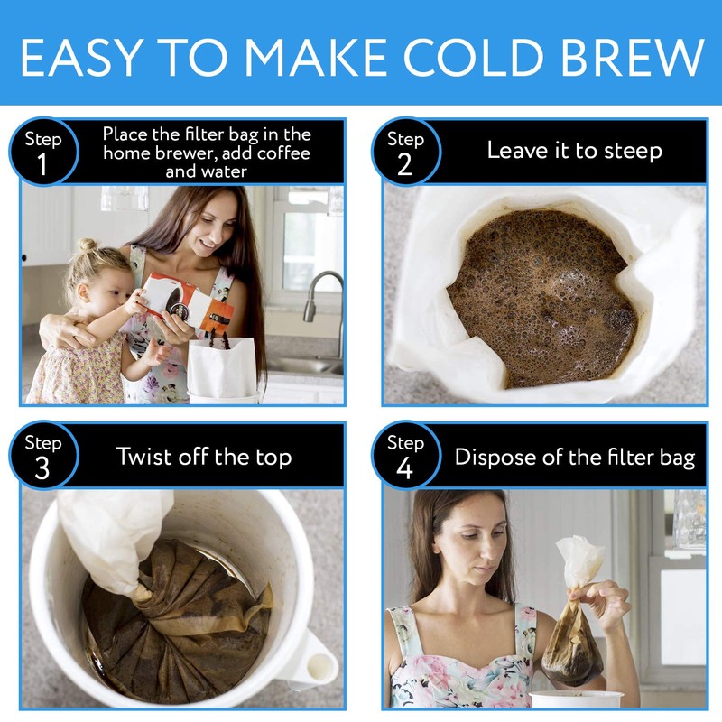Impresa 30 Pack Cold Brew Paper Filter Bags Compatible Replacement