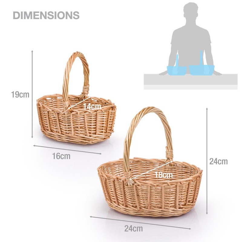 Woodluv Storage Baskets Set of 2, Wedding Flower Girls Baskets,