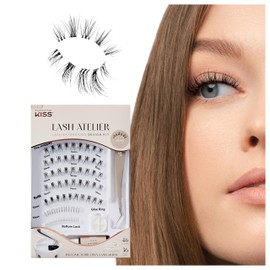 KISS Lash Atelier Professional Lash Extension Kit, ‘Anime’, Pre-Mapped False Eyelashes, 46 Lash Clusters & 36 Individual Lashes, Last For Up To 7 Days, Glue Ring, Applicator