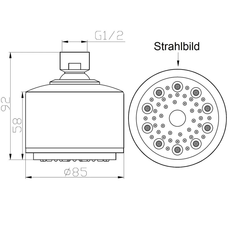 Daloual - 1 x Design Shower Head with Anti-Limescale Nozzles