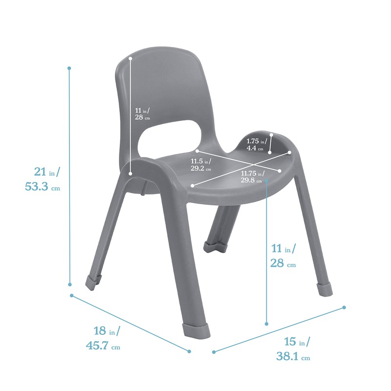 ECR4Kids SitRight Chair, Classroom Seating, Grey, 4-Pack