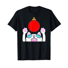 Cute Cat Reaching For Christmas Bulb - Fun Holiday Xmas Cat T-Shirt