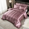 Blush Pink Queen Comforter Set Silk Like Satin Bedding Set