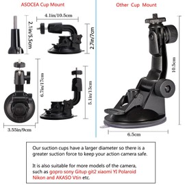 ASOCEA Action Camera Suction Cup Mount Windshield Camera Holder Tripod Adapter with Screw Compatible with Gopro Hero 11 10 9 8 7 6/AKASO EK7000/Brave 4/Dragon Touch/DJI OSMO Action/Insta360 X3 x2